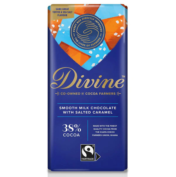 Smooth Milk Chocolate w/Salted Caramel 38% - 90g - Divine