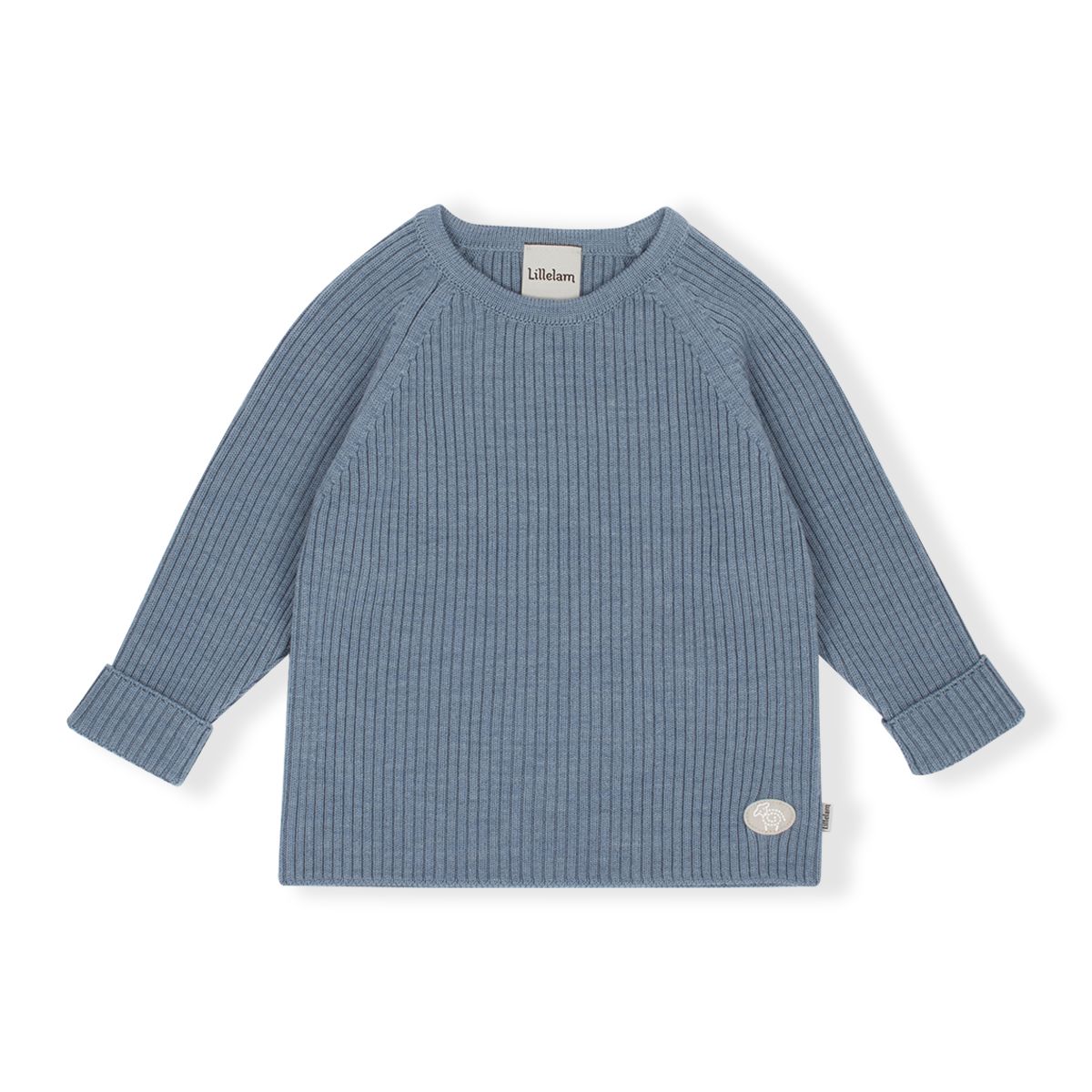 Lillelam genser ribb mellomblå