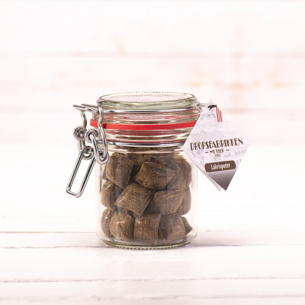 Lakrisputer 100 gram sylteglass