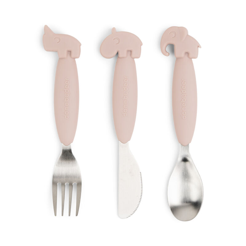 Easy-grip cutlery set Deer friends Powder