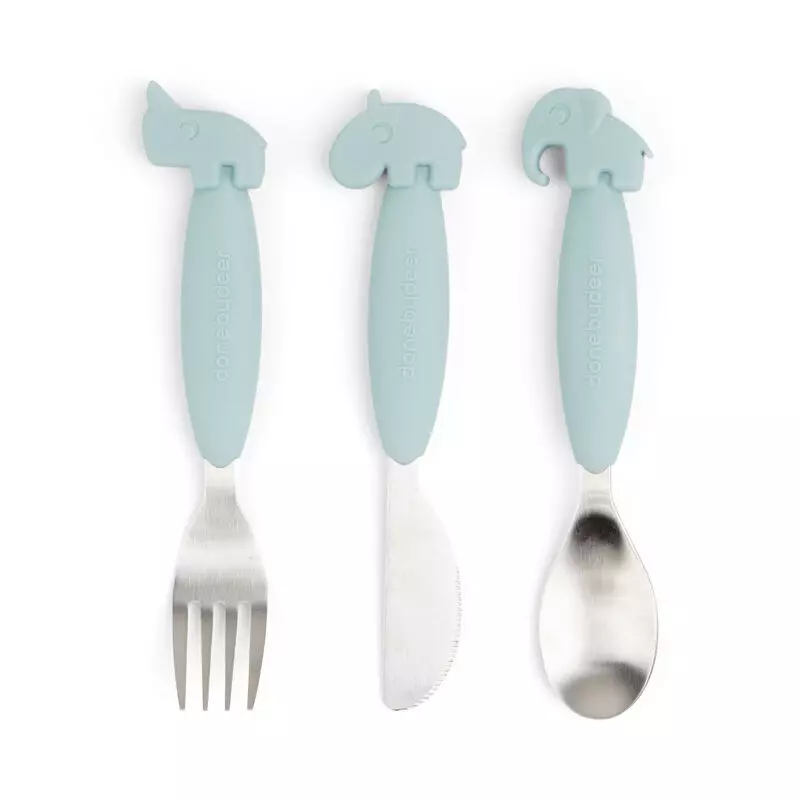 Easy-grip cutlery set Deer friends Blue