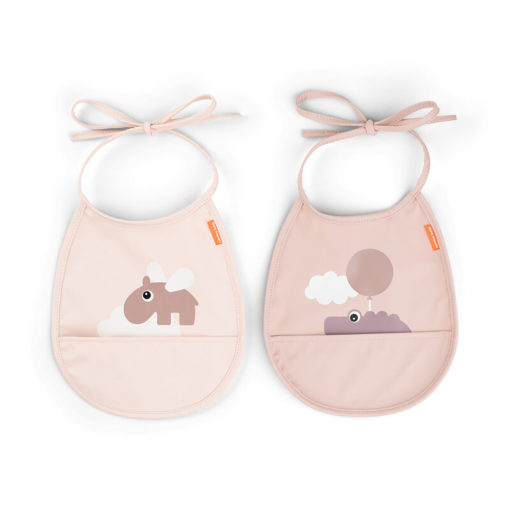 Tiny pocket bib 2-pack Happy clouds Powder