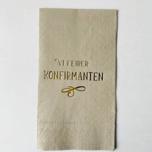Servietter "Vi feirer komfirmanten" grå