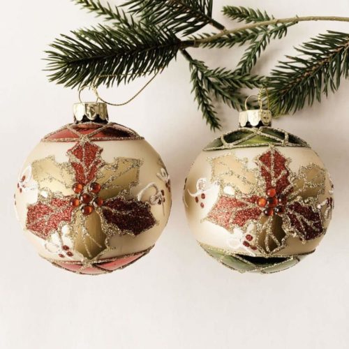 Julekule julerose d 8 cm ass 2