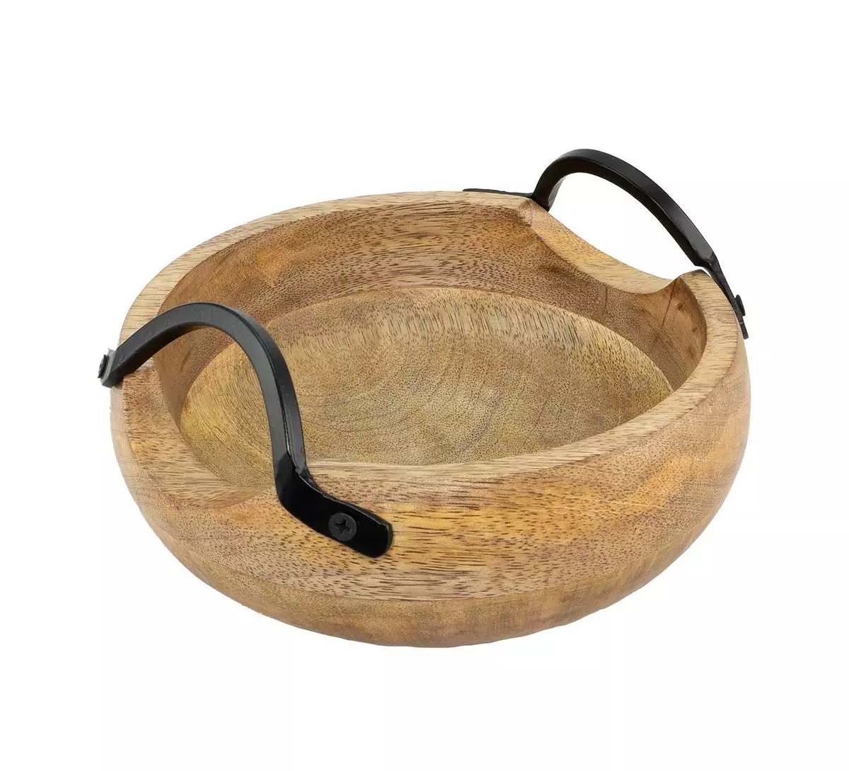 Antikk fat rund m. sort håndtak, lite