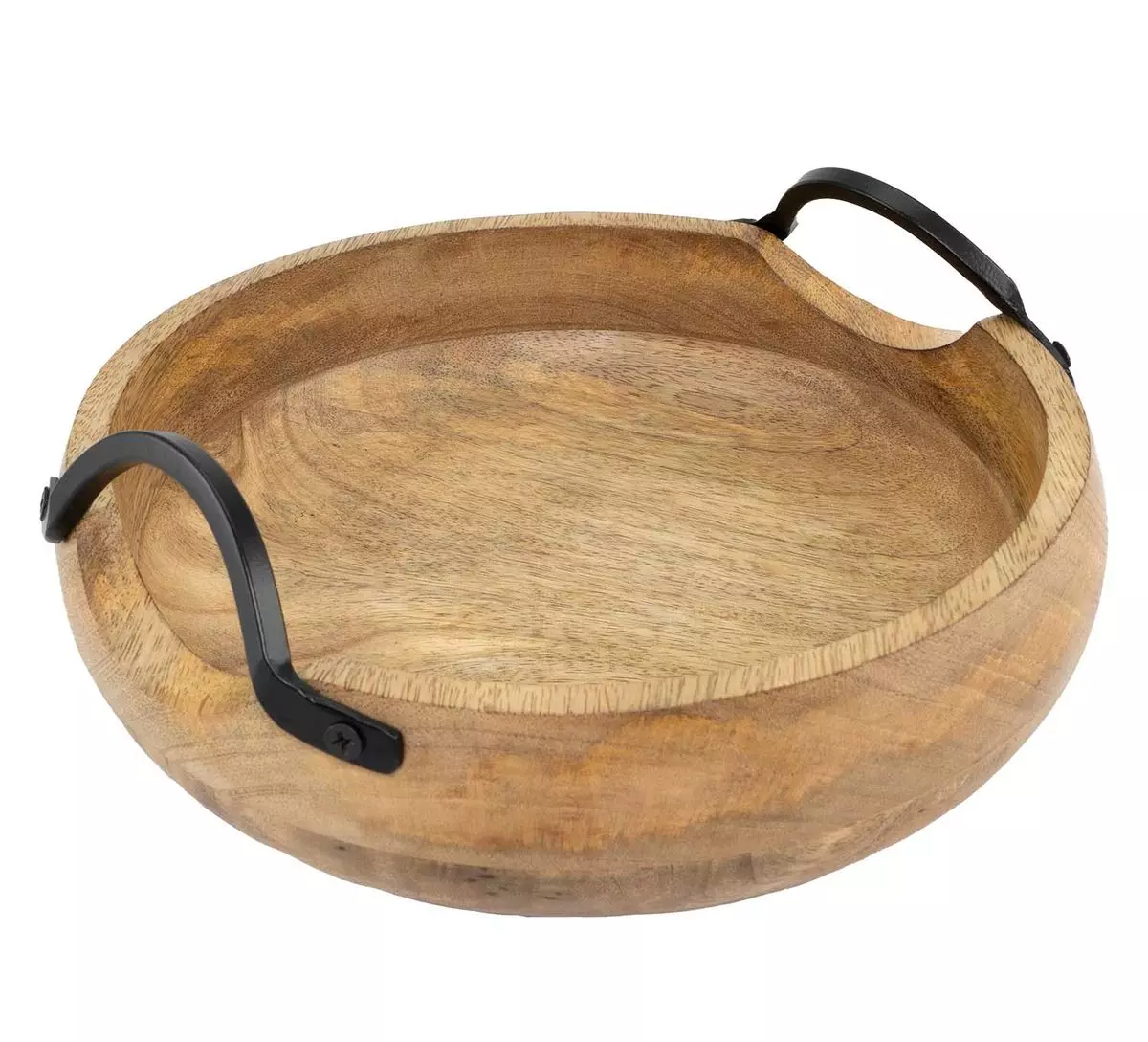 Antikk fat rund m. sort håndtak