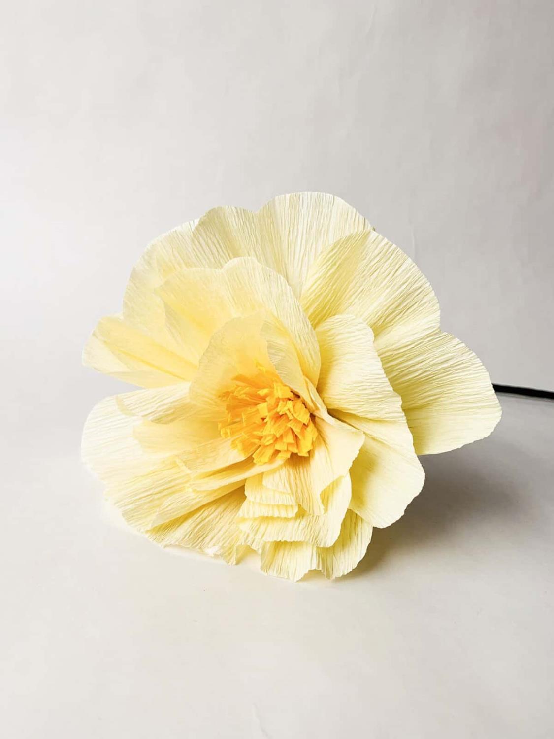 Papirblomst på stilk Gul