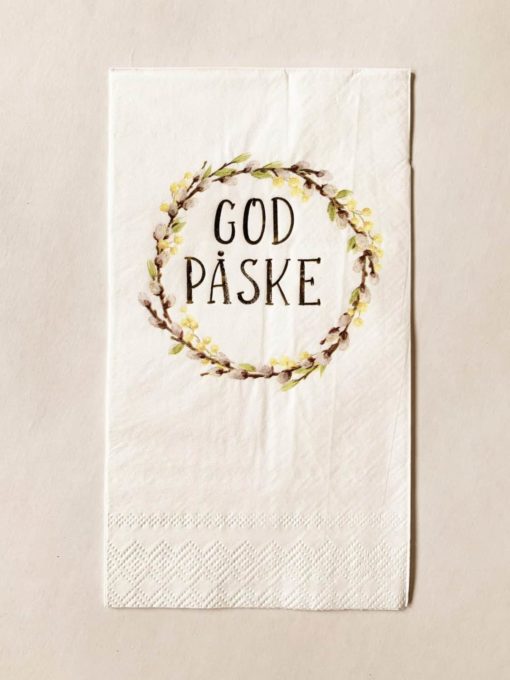 Serviett "God Påske" m/krans