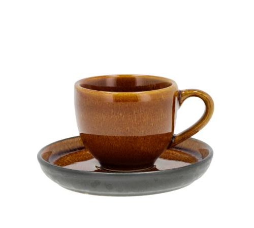 BITZ Espresso med skål Dia 5,5 x 5 cm 7 cl Amber/Svart