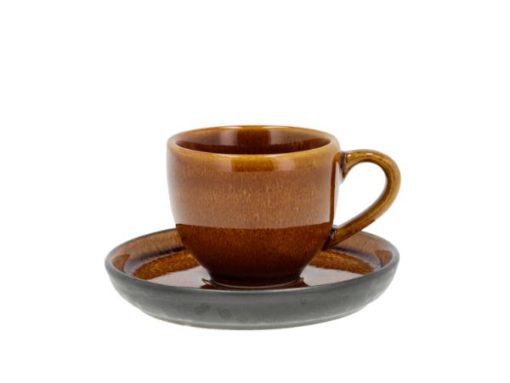 BITZ Espresso med skål Dia 5,5 x 5 cm 7 cl Amber/Svart