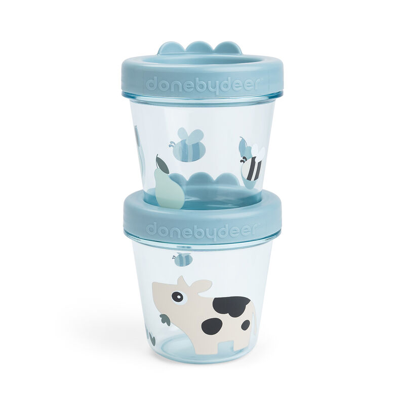 Baby food container 2-pack Tiny farm Blue