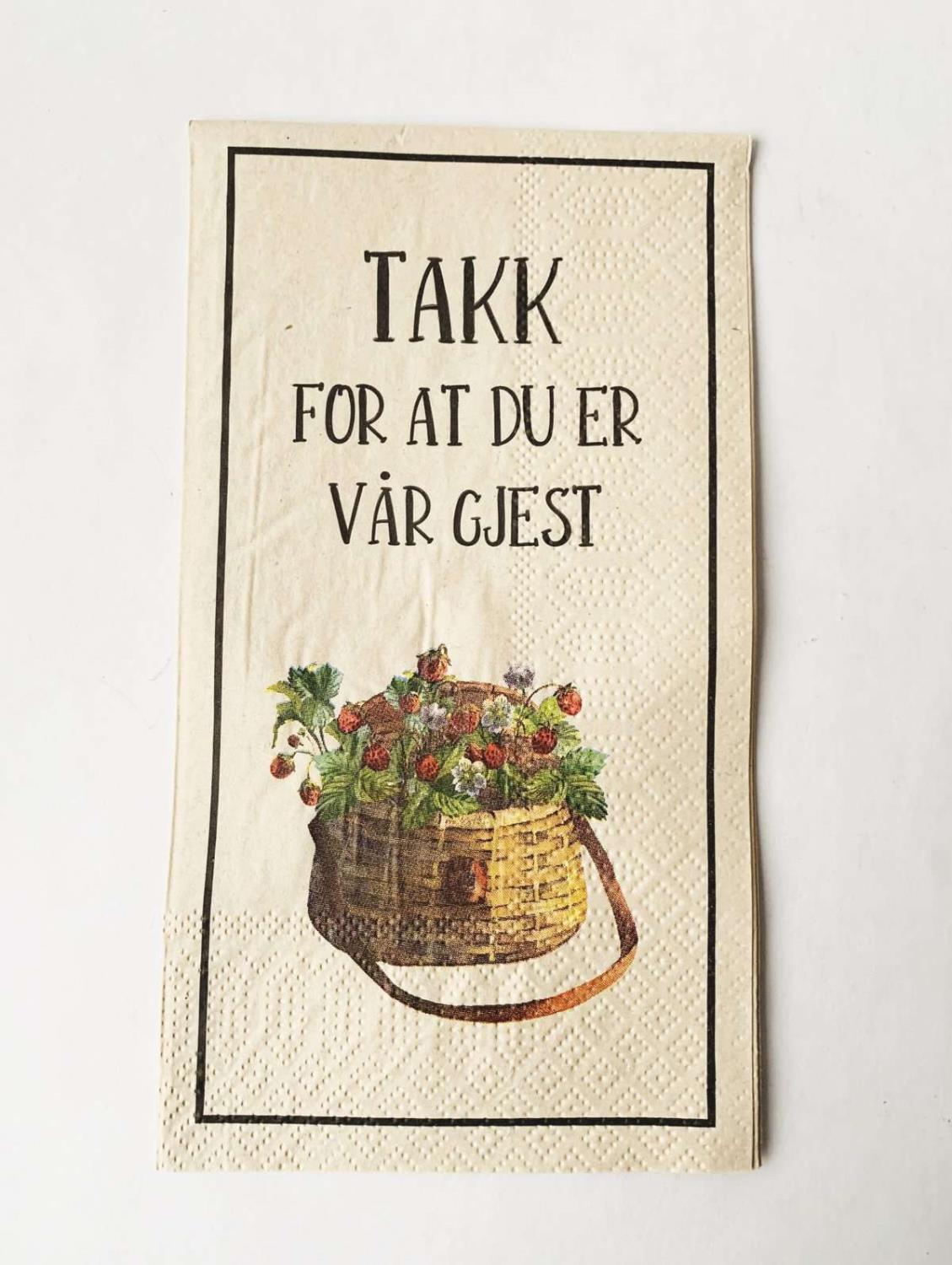 Serviett "Takk for at du er vår gjest"