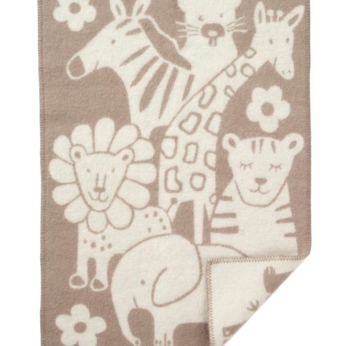 Klippan ullpledd baby ville dyr beige