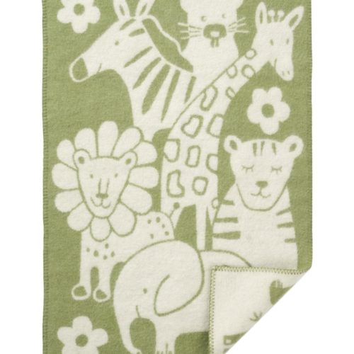 Klippan ullpledd baby ville dyr grønn