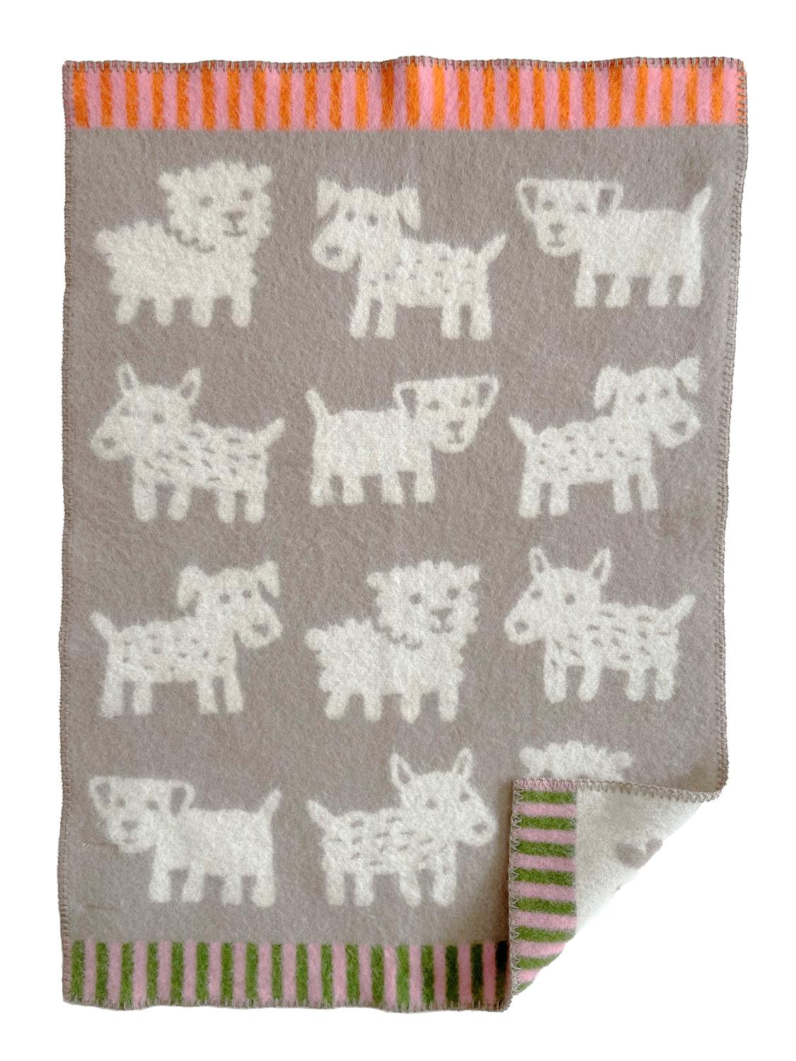 Klippan ullpledd baby hunder beige