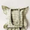Veske rutet m kappe 45x45x7 cm grønn