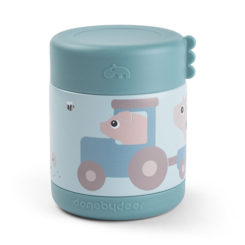 Insulated food jar Tiny farm Blue