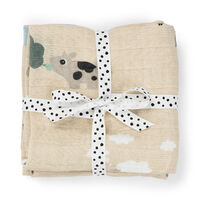 Burp cloth 2-pack Tiny farm Sand