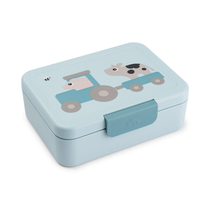 Lunch box w/divider Tiny farm Blue