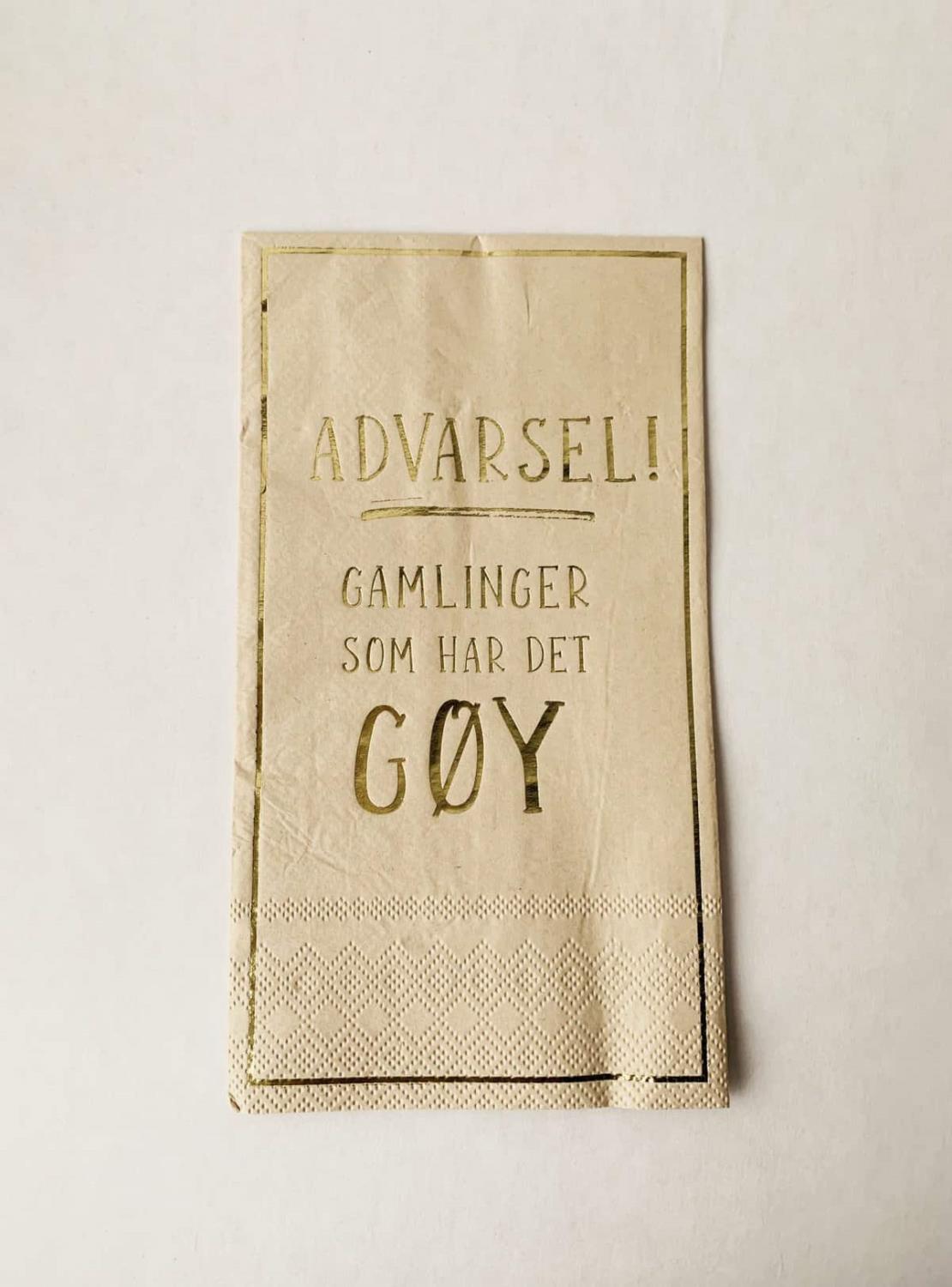 Serviett "Advarsel! Gamlinger"