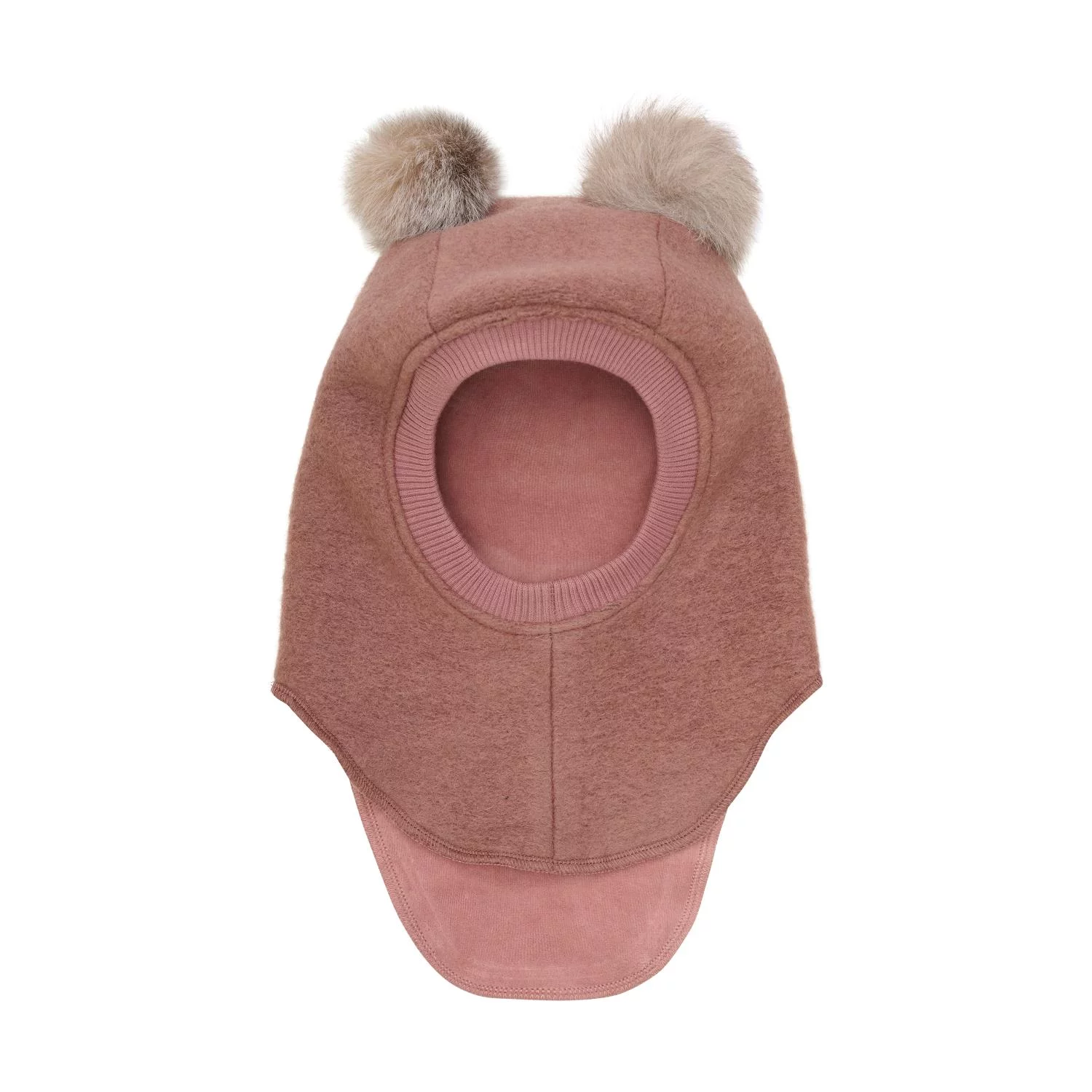 Balaclava Wool Alpaca Pompoms - Burlwood