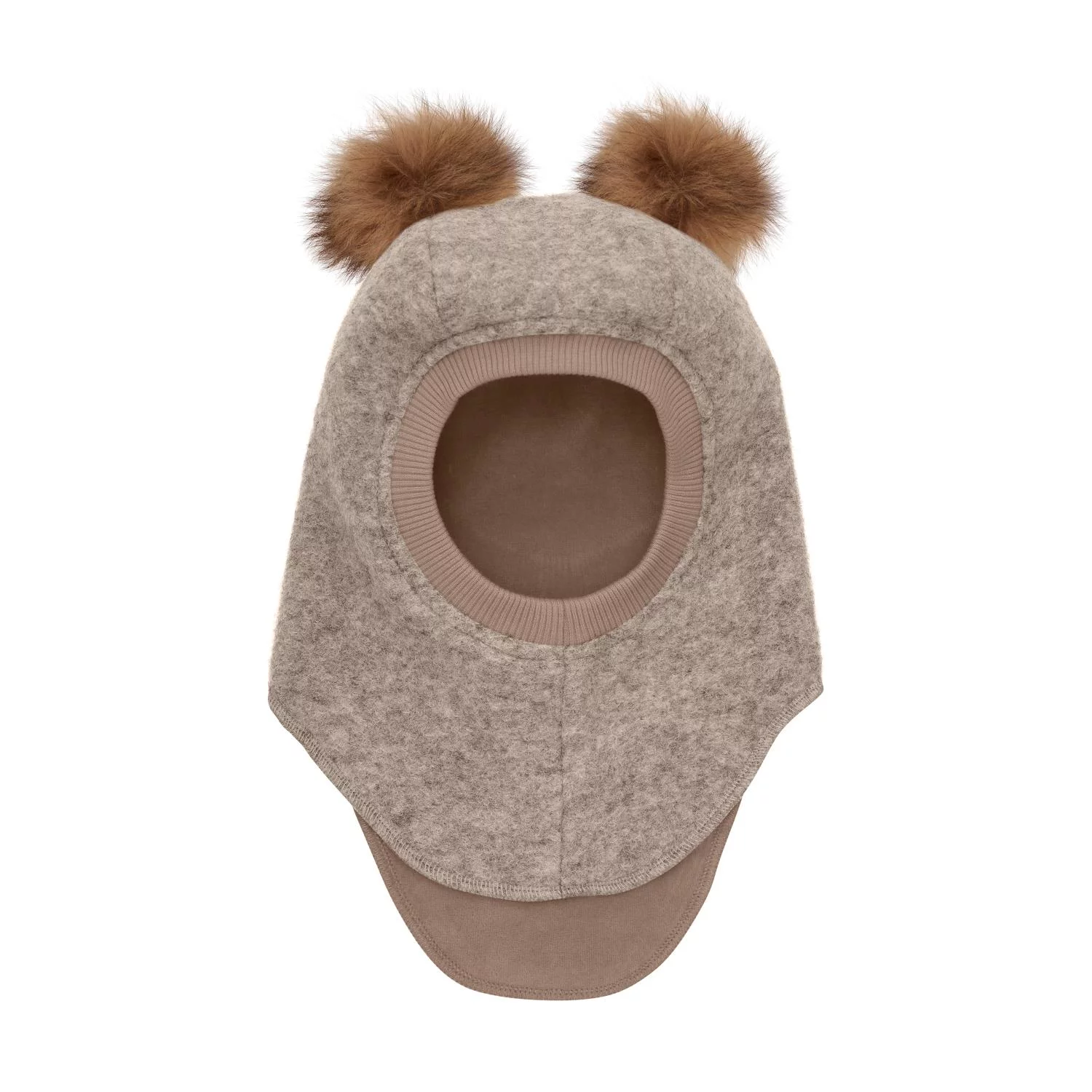 Balaclava Wool Alpaca Pompoms - Camel Melange