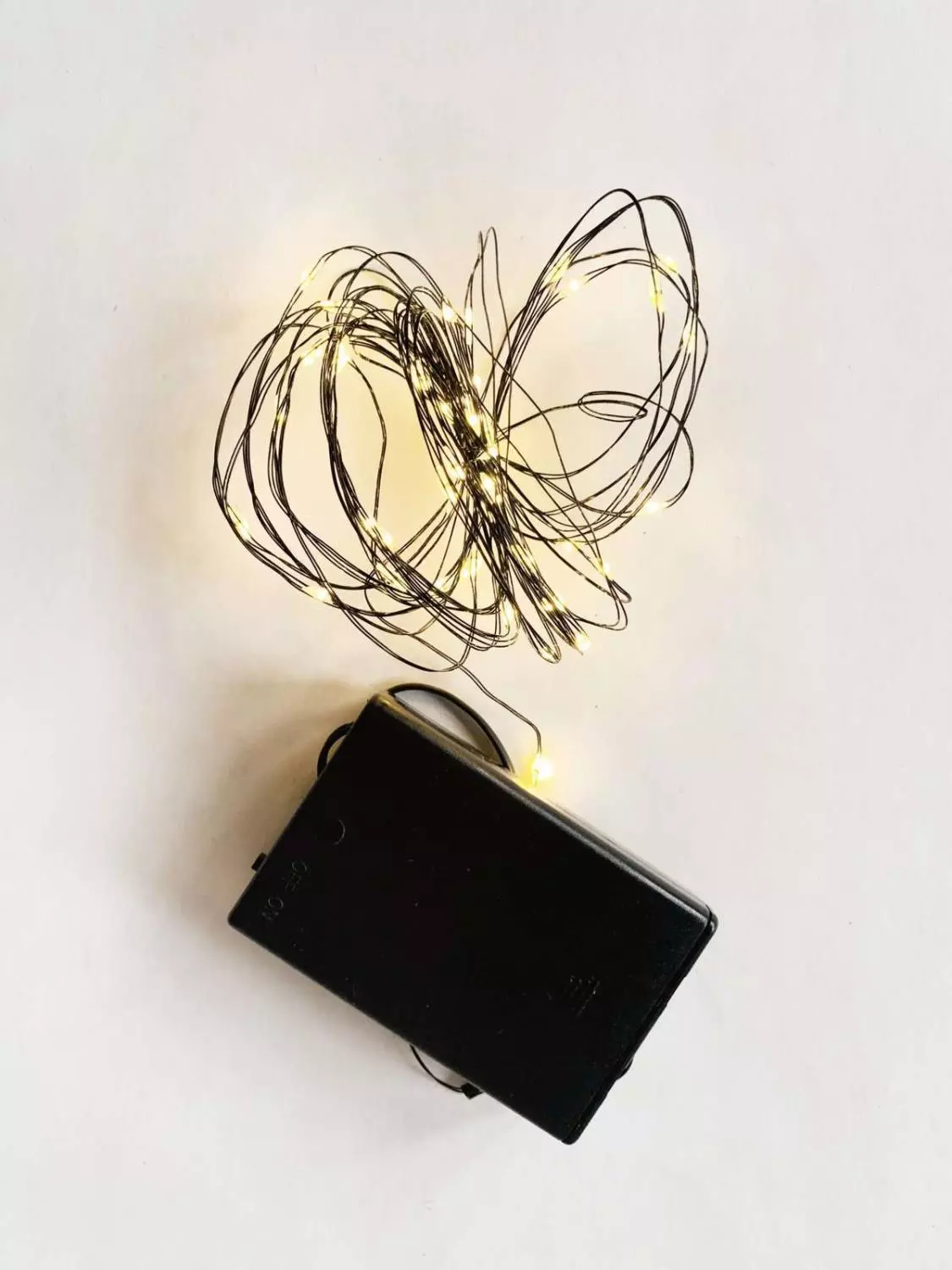 Lyskjede metall 5 m sort for batteri