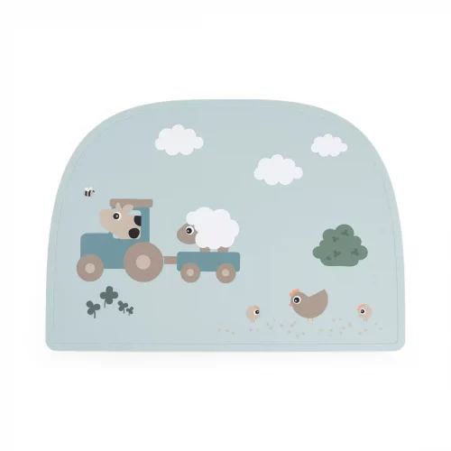 Silicone placemat Tiny farm Blue