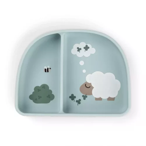 Stick&Stay compartment bowl Tiny farm Blue