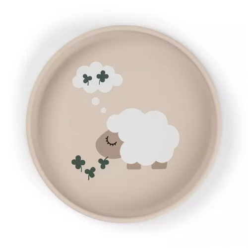 Silicone Stick&Stay plate Tiny farm Sand