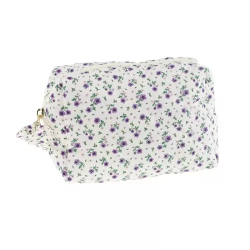 TOALETTVESKE HVIT M/LILLA BLOMSTER TINKA TRAVEL