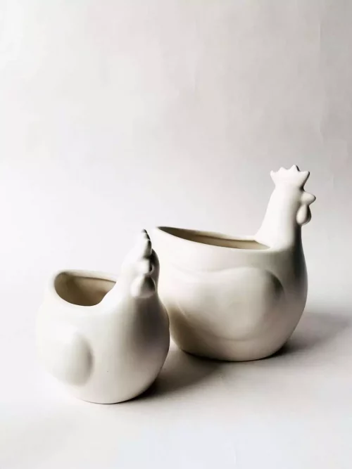 Høne keramikk planteholder