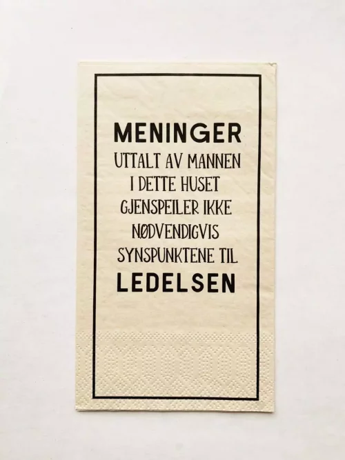 Serviett "Meninger uttalt av mannen"