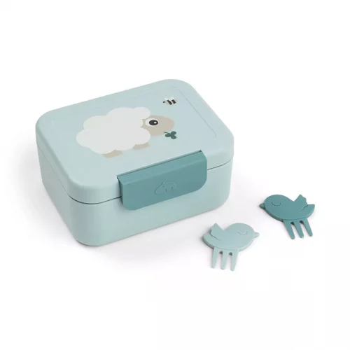 Tiny lunch box w/snack picks Tiny farm Blue