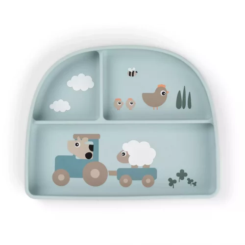 Stick&Stay compartment plate Tiny farm Blue