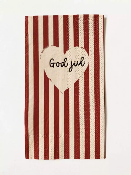 Serviett buffet "GOD JUL" røde striper