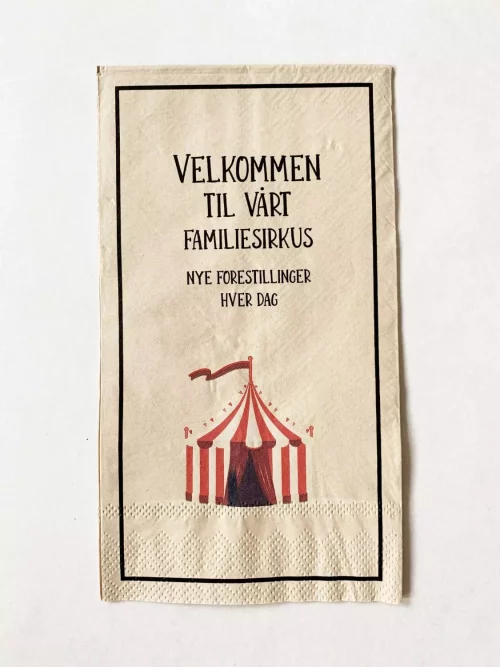 Serviett buffet «Velkommen til vårt familiesirkus»