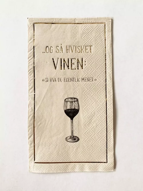 Serviett "buffet" og så hvisket vinen