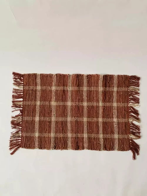 Dørmatte skinn ruter 50×70 cm rust