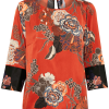 Pulz Addi 3/4 sleeve blouse, paprika, mønstret bluse, oransje