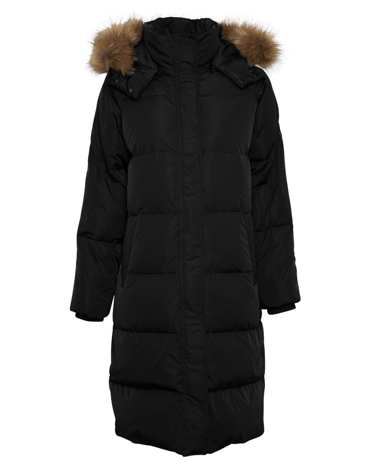 MSCH Skylar down hood faux fur jacket, black Rosenform AS msch jakke