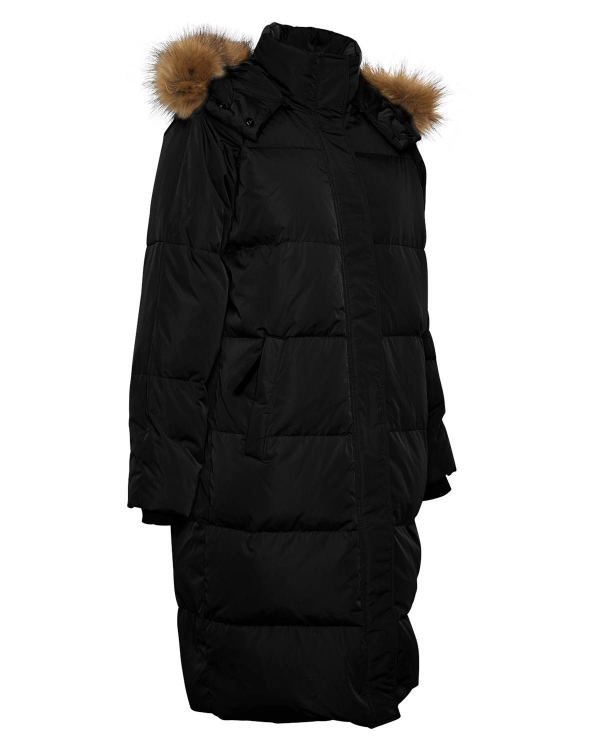 MSCH Skylar down hood faux fur jacket, black Rosenform AS MSCH Skylar down hood faux fur jacket, black Rosenform AS