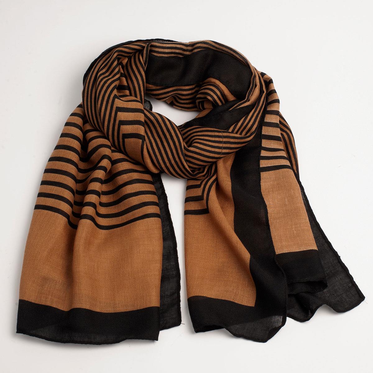 A&C Scarves, stripes, brun/sort