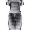 Vila Tinny waist detail s/s dress, navy blazer/white stripe