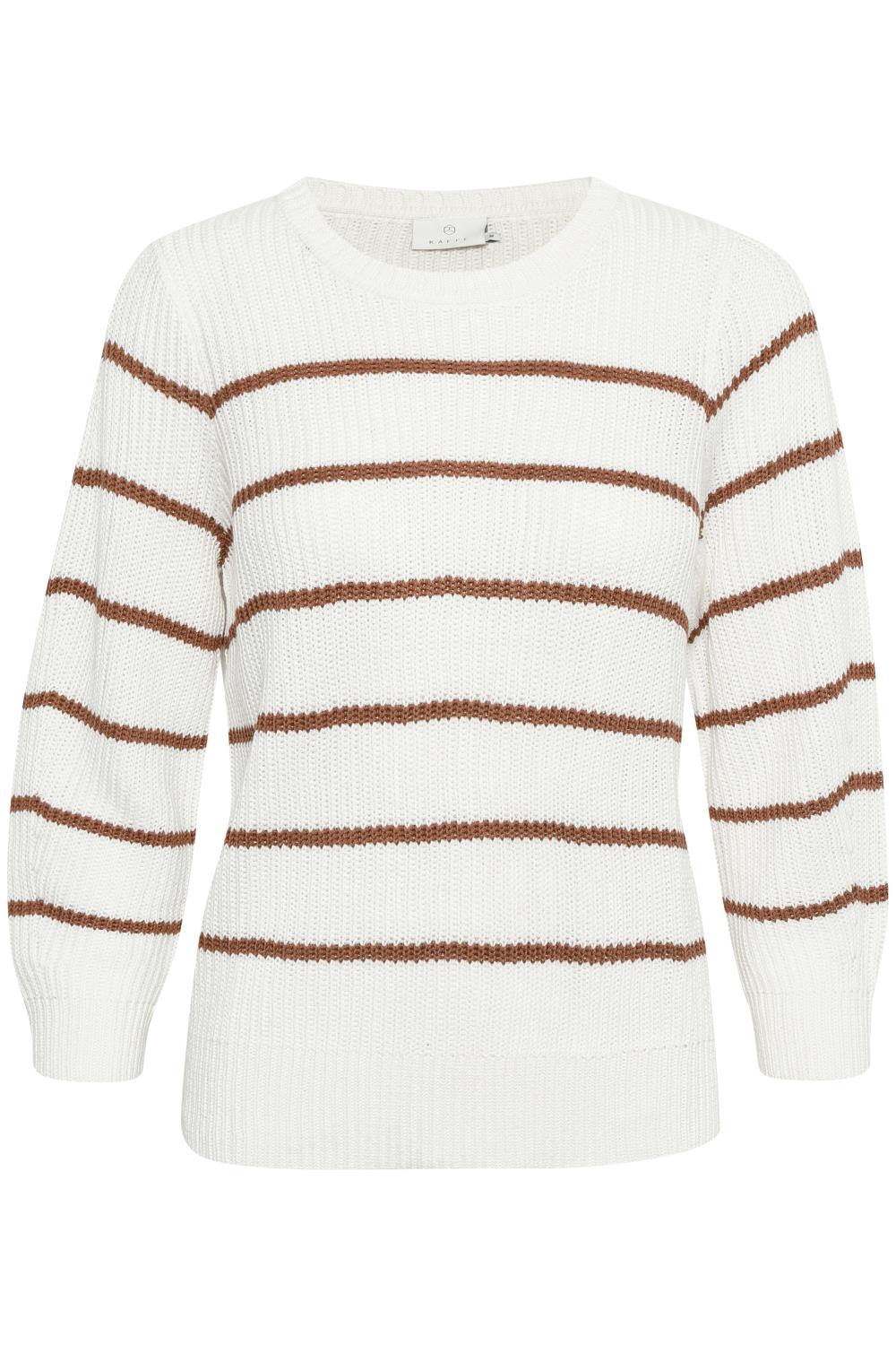 kaffe Elaina pullover, chalk white/russet stripe
