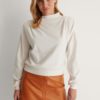 NA-KD pleated detail sweater, offwhite