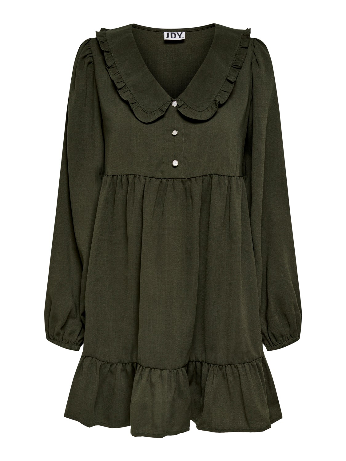 Jacqueline de Young Selina L/S collar short dress, grønn kjole