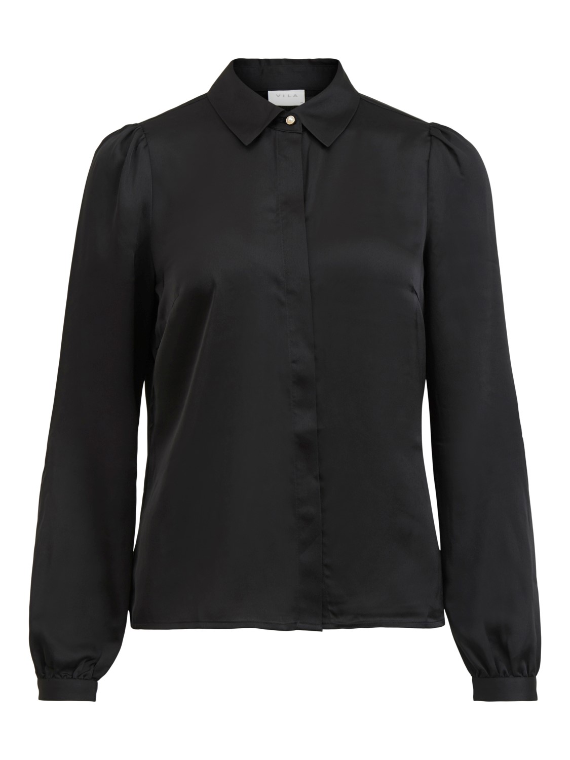 Vila Malione Cuff Shirt, blank sort skjorte