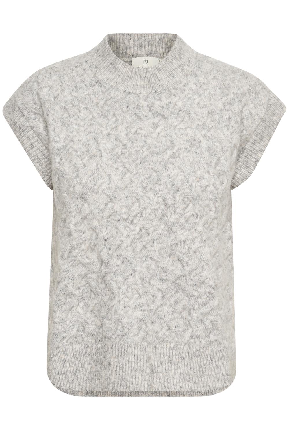Kaffe Nanna knit vest, lys grå melert