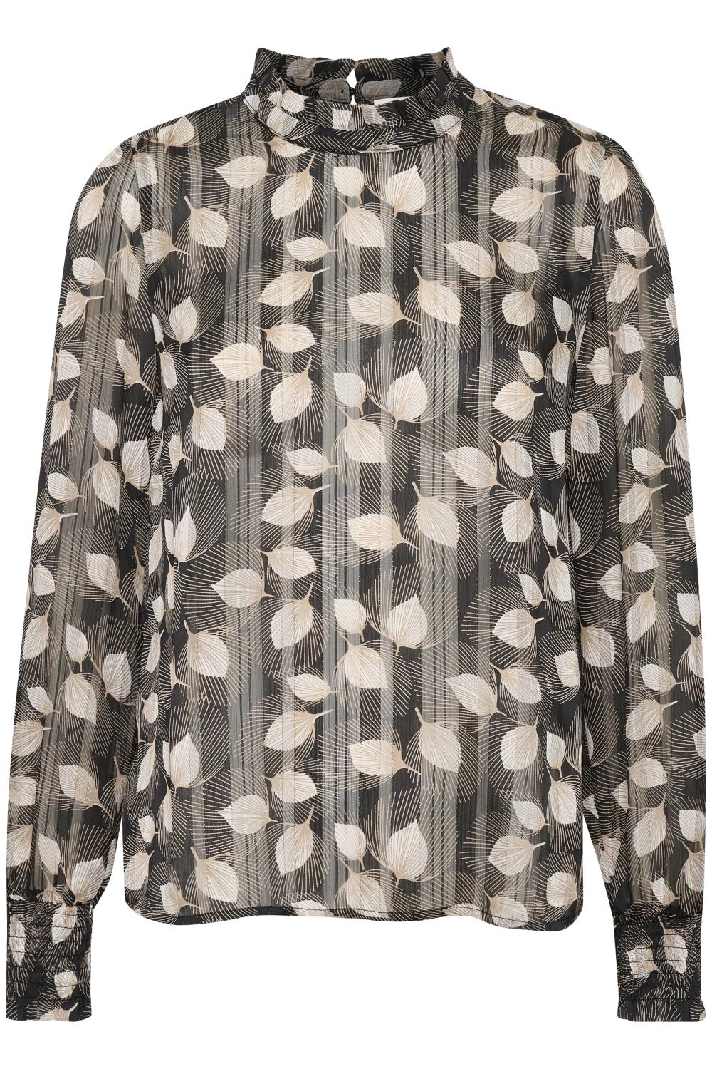Kaffe Delima sort/mønstret bluse